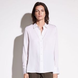 Vince stretch silk button down shirt white